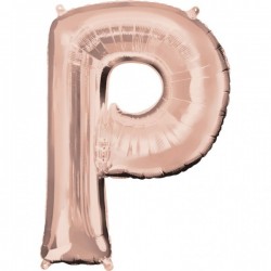 Balon foliowy litera P duża różowe złoto 34''