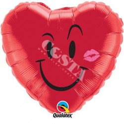 Balon foliowy 18 serce smile & kiss czerwony 45cm