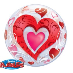 Balon 22 serce podwójne czerwone bubble folia