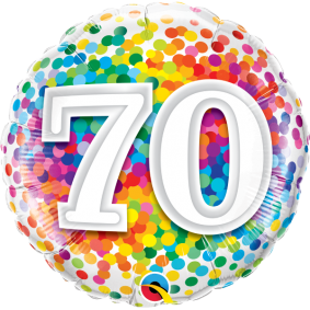 Balon foliowy kolorowe konfetti 70 urodziny ozdoba - 1