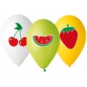 Balony lateksowe  kolorowe z nadrukiem owoce hel - 2