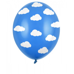 Balony lateksowe niebieskie Baby Shower w chmurki