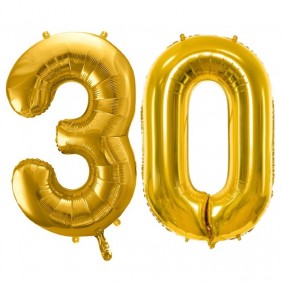 Duże balony urodzinowe cyfra 30 złoty na hel - 1