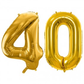 Duże balony urodzinowe cyfra 40 złoty na hel - 1