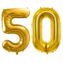Duże balony urodzinowe cyfra 50 złoty na hel - 1