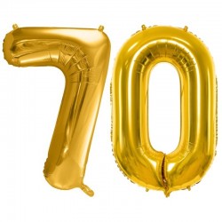 Duże balony urodzinowe złote cyfra 70 na hel - 1