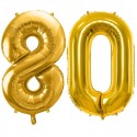 Duże balony urodzinowe złote cyfra 80 na hel - 1