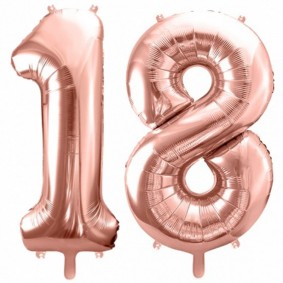 Duże balony urodzinowe różowe złoto cyfra 18 hel - 1