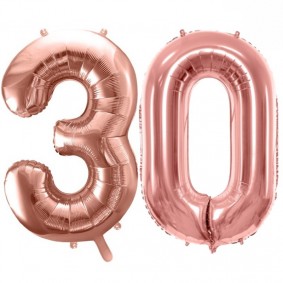 Duże balony urodzinowe różowe złoto cyfry 30 hel - 1