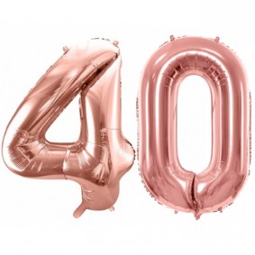 Duże balony urodzinowe różowe złoto cyfry 40 hel - 1