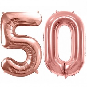 Duże balony urodzinowe różowe złoto cyfry 50 hel - 1