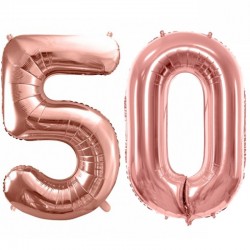 Duże balony urodzinowe różowe złoto cyfry 50 hel