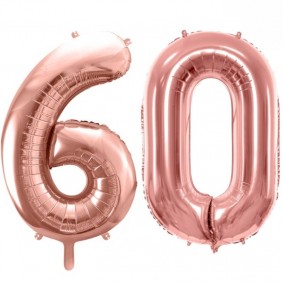 Duże balony urodzinowe różowe złoto cyfry 60 hel - 1