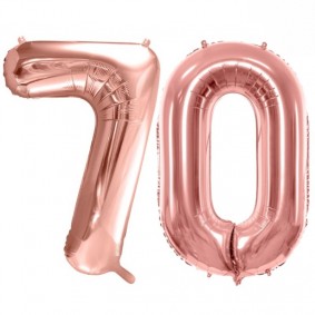 Duże balony urodzinowe różowe złoto cyfry 70 hel - 1