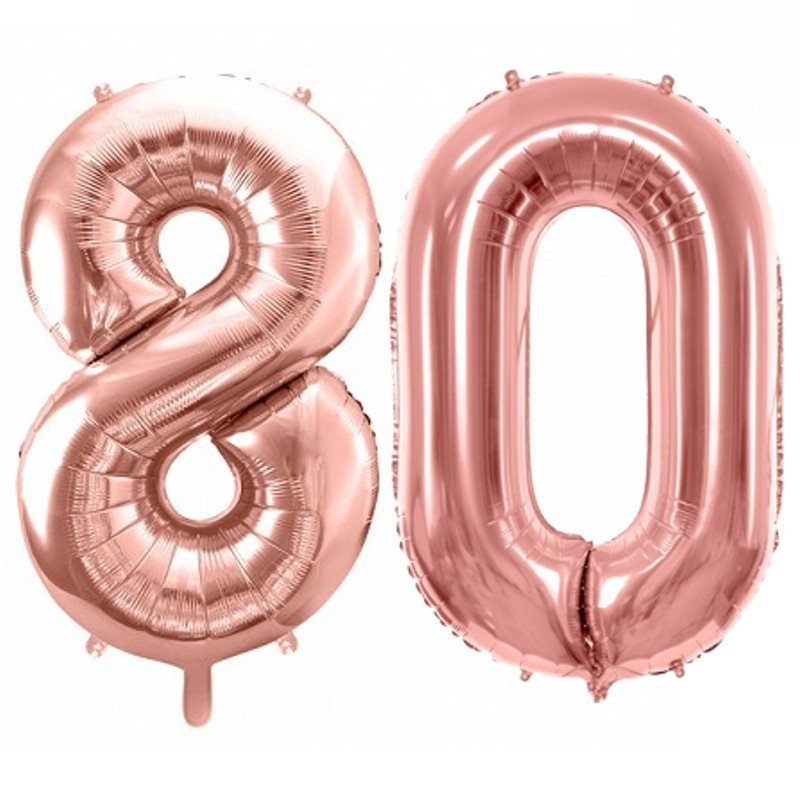 Duże balony urodzinowe różowe złoto cyfry 80 hel - 1