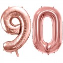 Duże balony urodzinowe różowe złoto cyfry 90 hel - 1