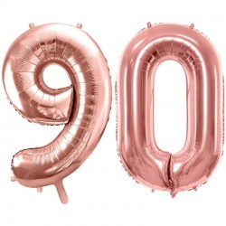 Duże balony urodzinowe różowe złoto cyfry 90 hel