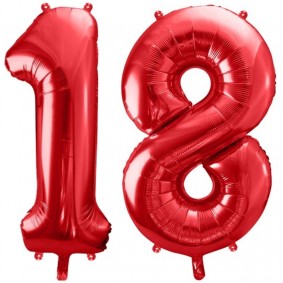 Duże balony urodzinowe czerwone cyfry 18 na hel - 1