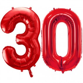Duże balony urodzinowe czerwone cyfry 30 na hel - 1