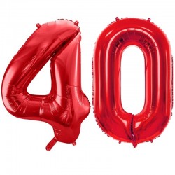 Duże balony urodzinowe czerwone cyfry 40 na hel - 1