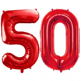 Duże balony urodzinowe czerwone cyfry 50 na hel - 1