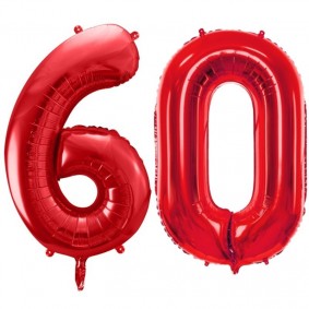 Duże balony urodzinowe czerwone cyfry 60 na hel - 1