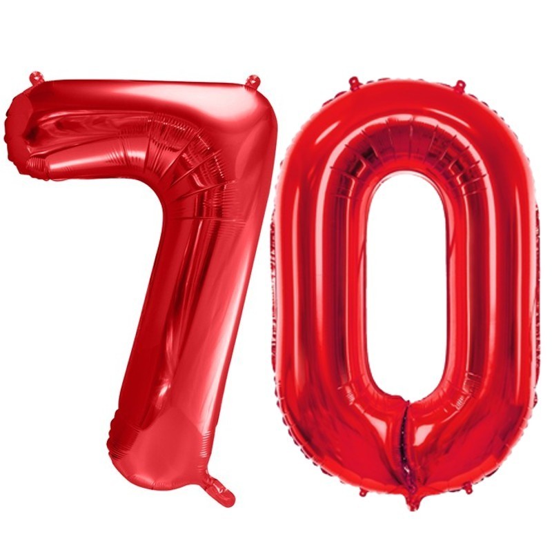 Duże balony urodzinowe czerwone cyfry 70 na hel - 1