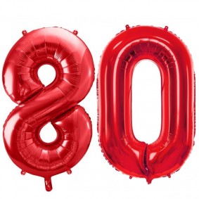 Duże balony urodzinowe czerwone cyfry 80 na hel - 1