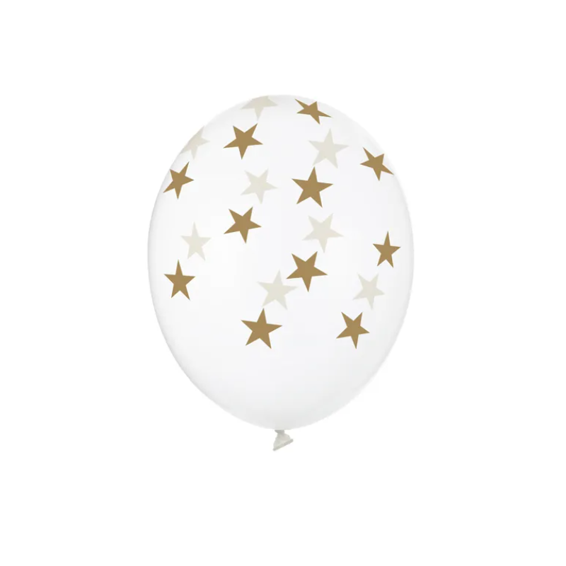 Balony lateksowe transparentne złote gwiazdki 6szt - 1