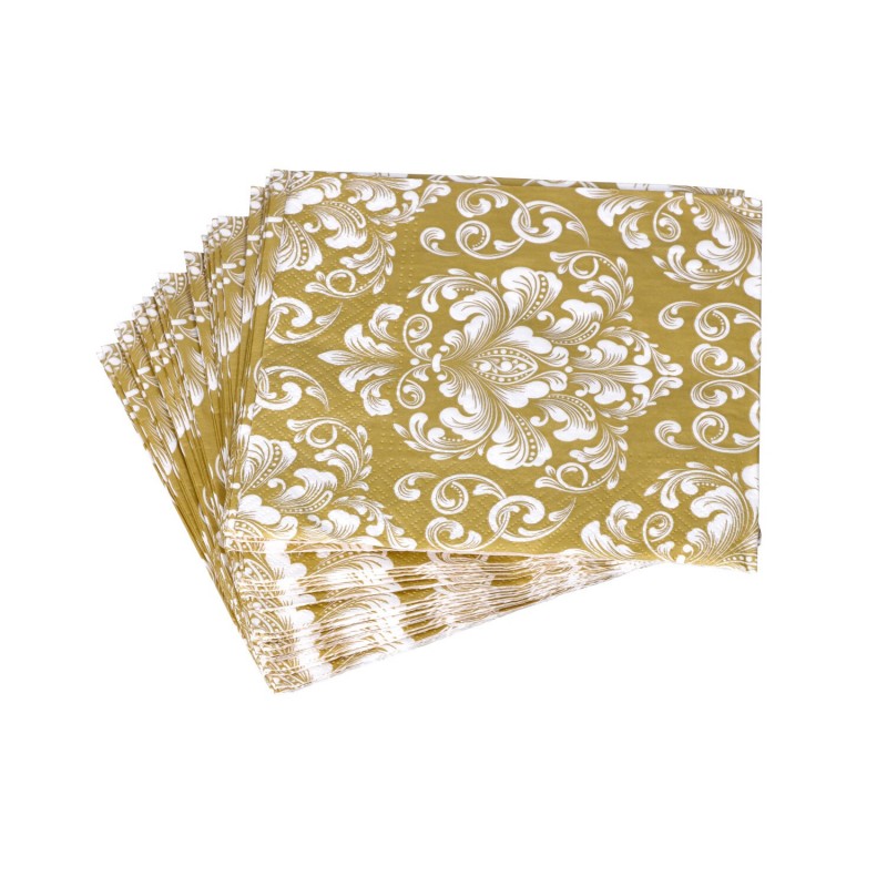 Ozdobne serwetki papierowe złote białe ornament
