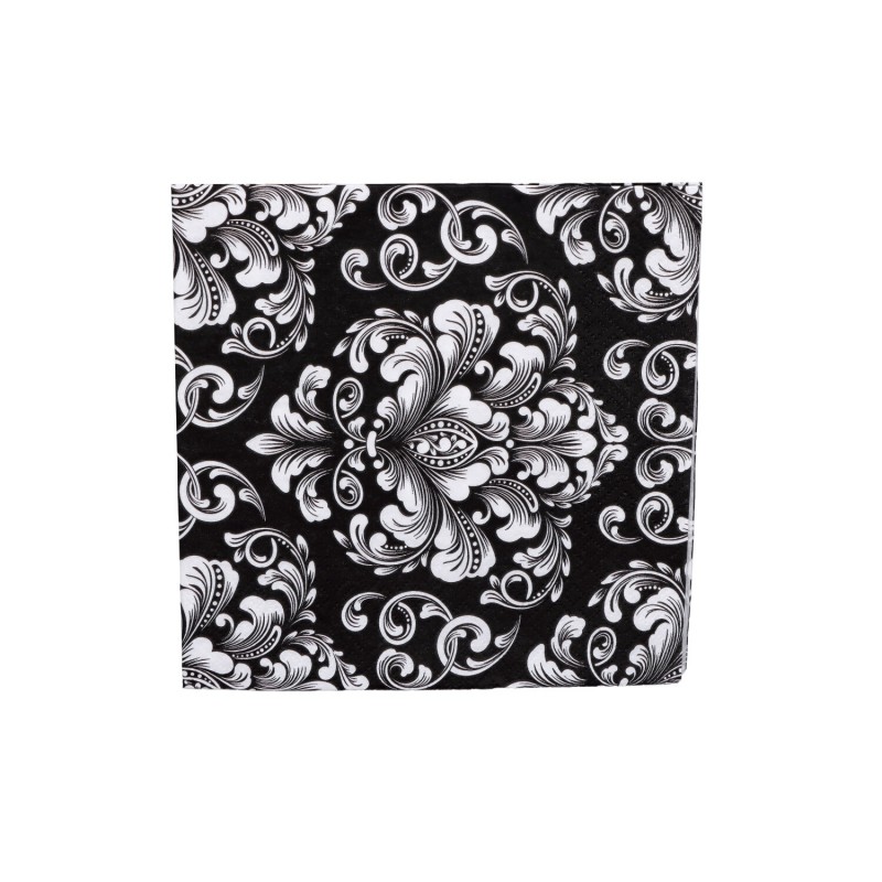 Serwetki papierowe jednorazowe czarno-białe ozdoba