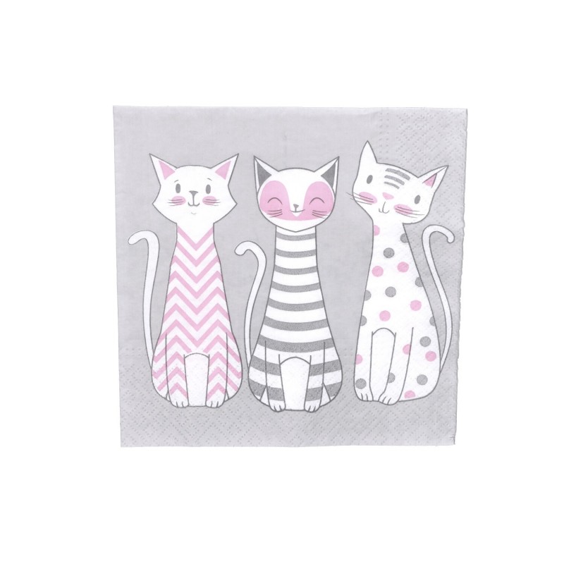 Serwetki papierowe jednorazowe ozdobne koty x20