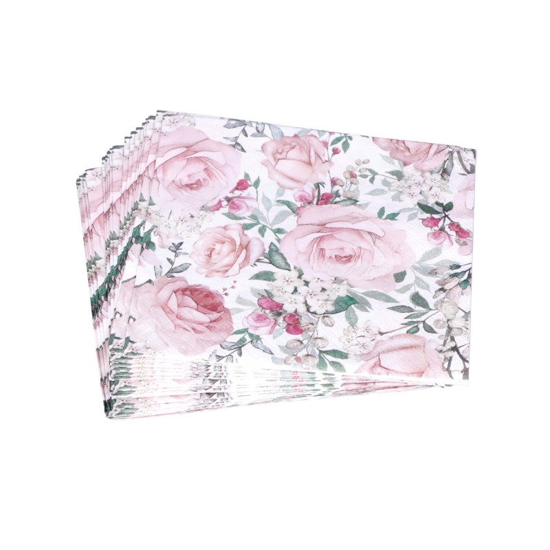 Serwetki papierowe jednorazowe w róże 33x33 20szt
