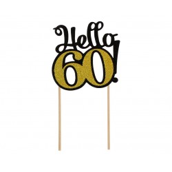 Topper na tort urodzinowy Hello 60 czarno-złoty - 1