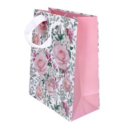 Torba na prezent torebka papierowa kwiaty róże róż
