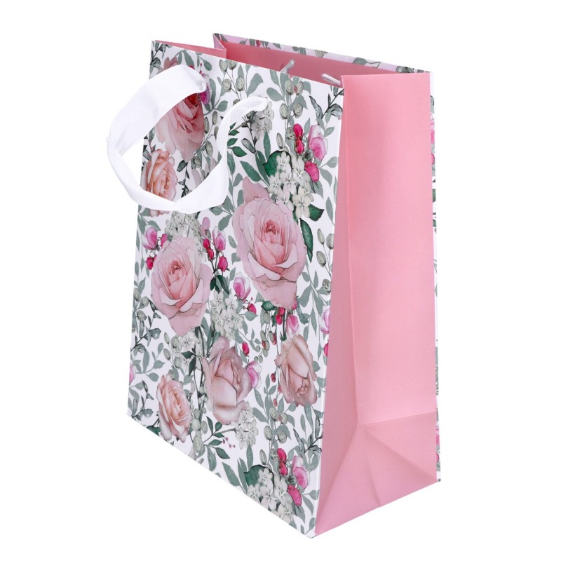 Torba na prezent torebka papierowa kwiaty róże róż