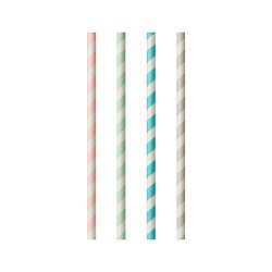 Słomki papierowe rurki w paski kolorowe 100szt - 1