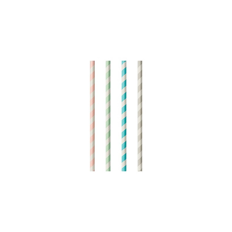 Słomki papierowe rurki w paski kolorowe 100szt - 1