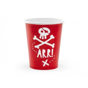 Kubki papierowe czerwone piraci morskie 6szt - 1