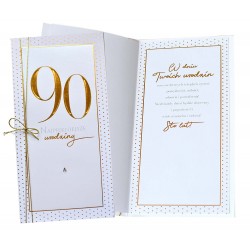 Kartka urodzinowa na 90 urodziny złoty karnet