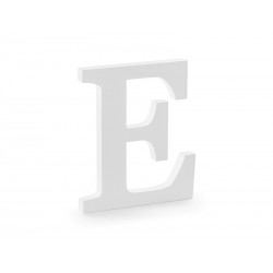 Litera drewniana E biała stojąca dekoracja ozdobna - 1