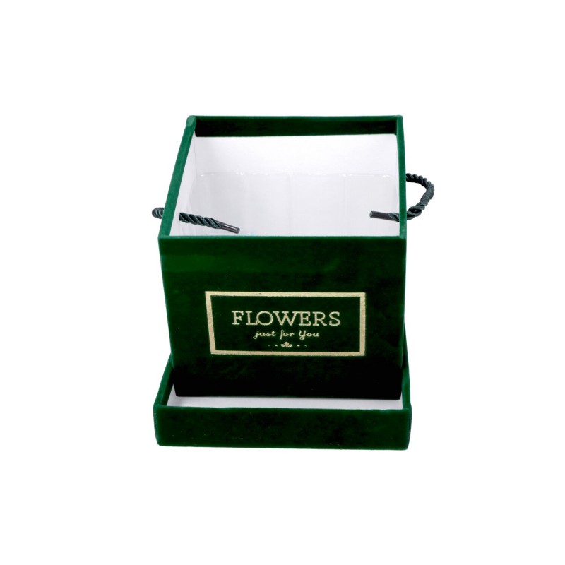Flowerbox kwadratowy ciemnozielony 15x13cm