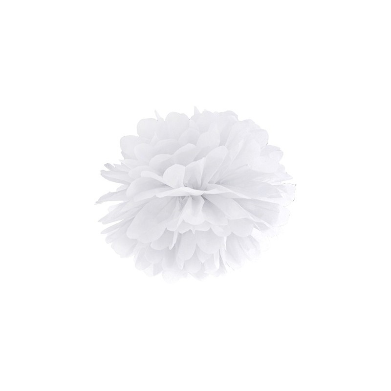 Pompon bibułowy biały dekoracyjny ozdobny 25cm - 1
