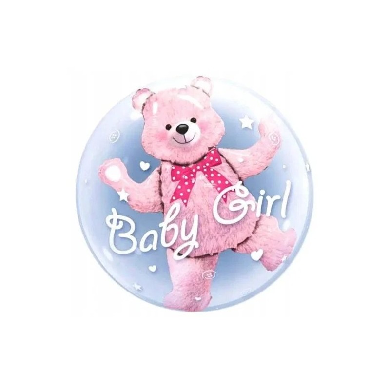 Balon gumowy z misiem różowym dla dziewczynki - 1