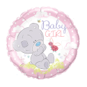 Balon foliowy okrągły miś różowy baby shower girl - 1