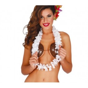 Naszyjnik hawajski biały tropikalny kwiatowy aloha - 1