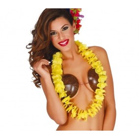 Naszyjnik hawajski żółty tropikalny kwiatowy aloha - 1