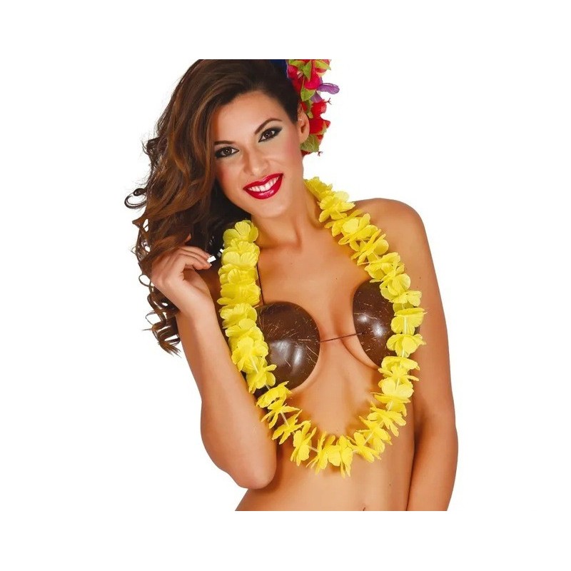 Naszyjnik hawajski żółty tropikalny kwiatowy aloha - 1