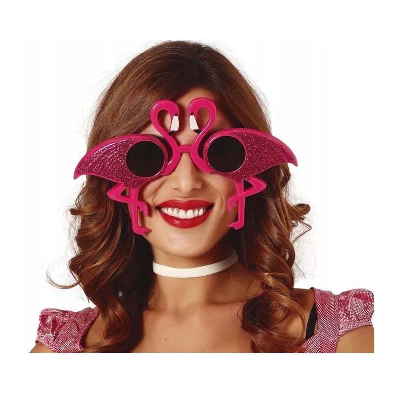 Okulary przeciwsłoneczne różowe z flamingami - 1