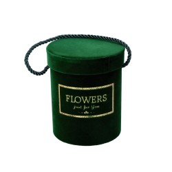 Flowerbox pudełko zielone okrągły welur 12,5x15cm